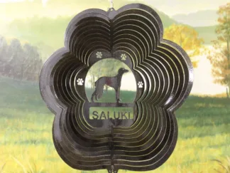 DSA 82551 12" Saluki Dog Breed Wind Spinner-Black Starlight