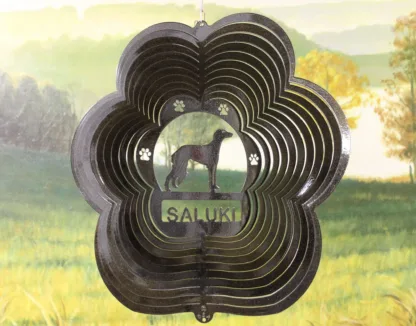 DSA 82551 12" Saluki Dog Breed Wind Spinner-Black Starlight