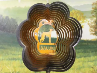 DSA 82575 12" Saluki Dog Breed Wind Spinner-Copper/Black Starlight