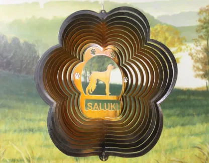 DSA 82575 12" Saluki Dog Breed Wind Spinner-Copper/Black Starlight