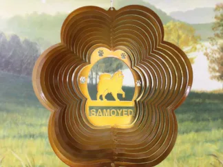 DSA 82605 12" Samoyed Dog Breed Wind Spinner-Copper Starlight