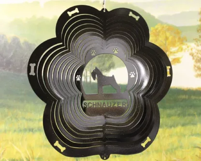 DSA 82851 12" Schnauzer Dog Breed Wind Spinner-Black Starlight