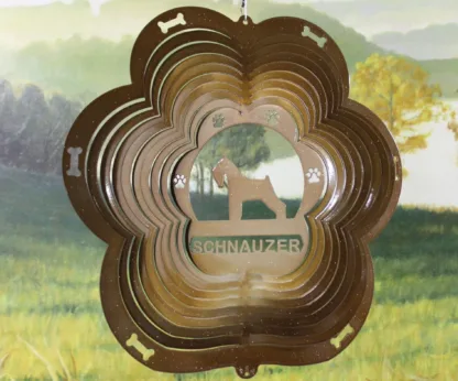 DSA 82855 12" Schnauzer Dog Breed Wind Spinner-Copper Starlight
