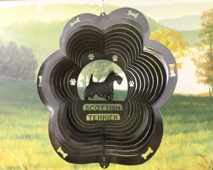 DSA 82951 12" Scottish Terrier Dog Breed Wind Spinner-Black Starlight