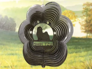 DSA 83451 12" Shih Tzu Dog Breed Wind Spinner-Black Starlight