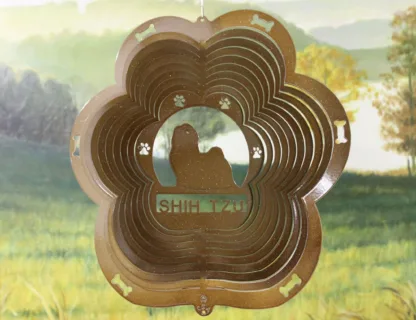 DSA 83455 12" Shih Tzu Dog Breed Wind Spinner-Copper Starlight