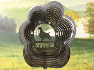 DSA 84251 12" Spaniel Dog Breed Wind Spinner-Black Starlight