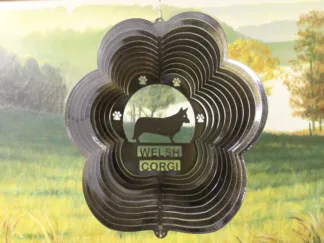 DSA 85051 12" Welsh Corgi Dog Breed Wind Spinner-Black Starlight