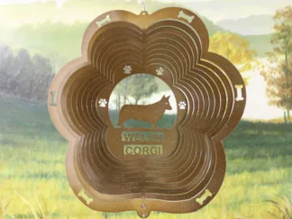 DSA 85055 12" Welsh Corgi Dog Breed Wind Spinner-Copper Starlight