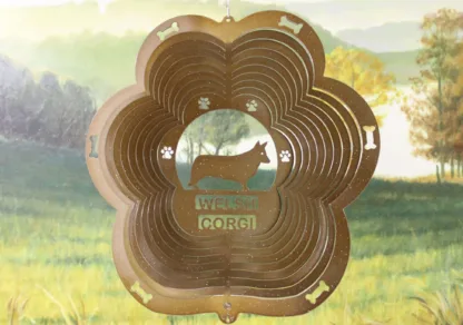 DSA 85055 12" Welsh Corgi Dog Breed Wind Spinner-Copper Starlight