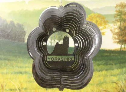 DSA 85751 12" Yorkshire Terrier Dog Breed Wind Spinner-Black Starlight