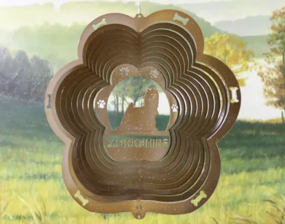 DSA 85755 12" Yorkshire Terrier Dog Breed Wind Spinner-Copper Starlight