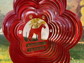 DSA 70365 12" Airedale Terrier Dog Breed Wind Spinner-Red/Copper