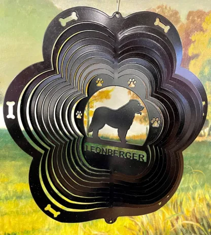 DSA 79151 12" Leonberger Dog Breed Wind Spinner-Black Starlight