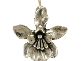 Silver Oncidium orchid flower pendant charm