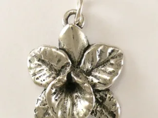Silver Cattleya Orchid flower pendant charm